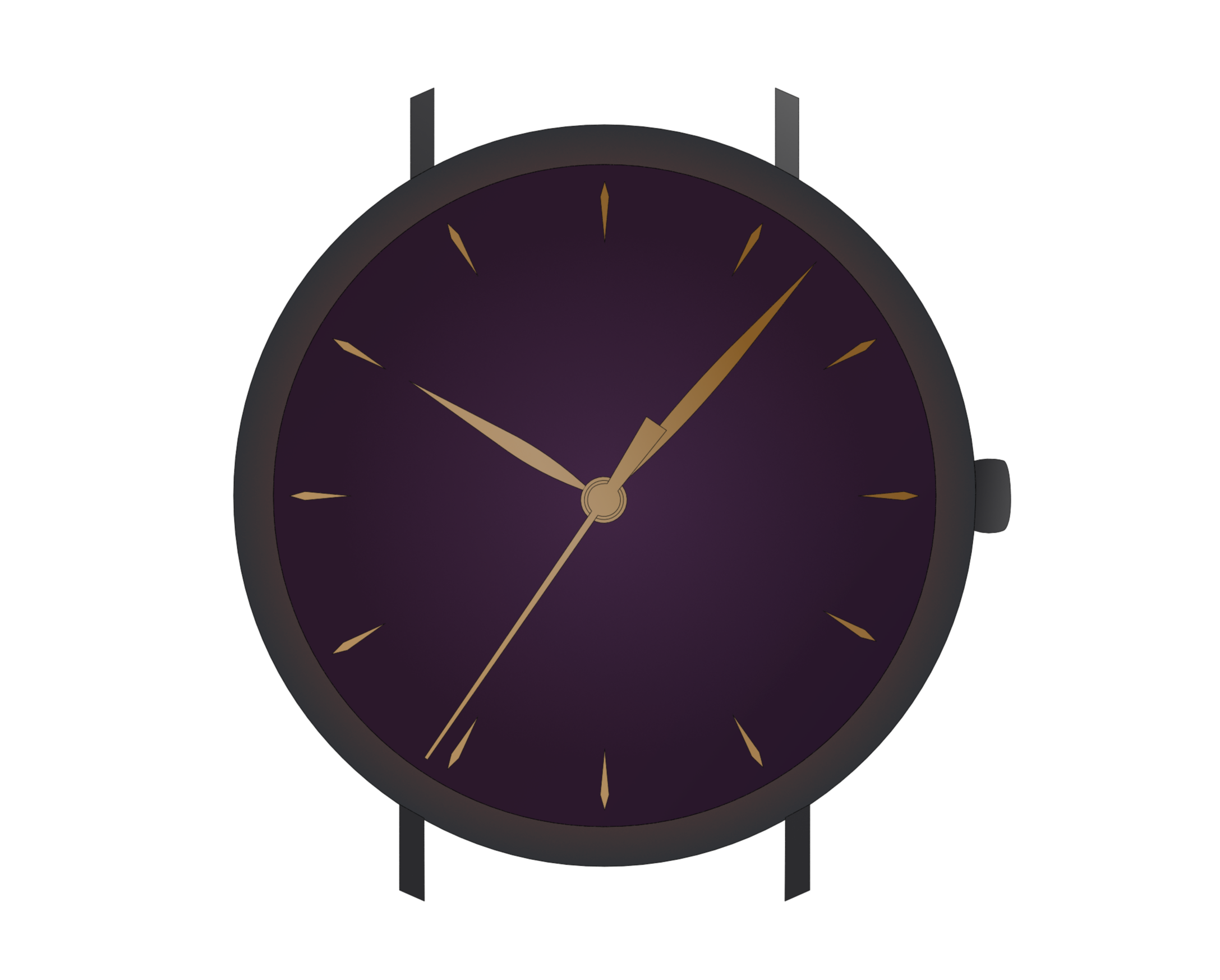 Design montre — cadran violet et or